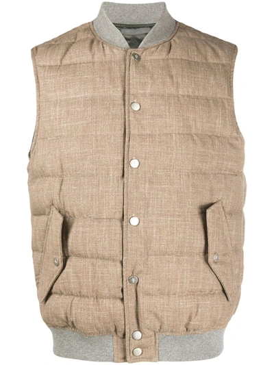 Eleventy Sleeveless Puffer Waistcoat In Brown