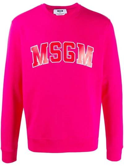 Msgm College Logo-print Cotton Sweatshirt In Pink