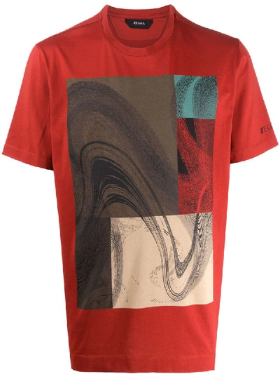 Z Zegna Short Sleeve Abstract Print T-shirt In Red