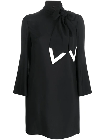 Valentino Scarf-style Detail Short Dress In Black