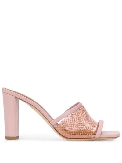 Malone Souliers Pvc Mesh Strap 100mm Leather Sandals In Pink