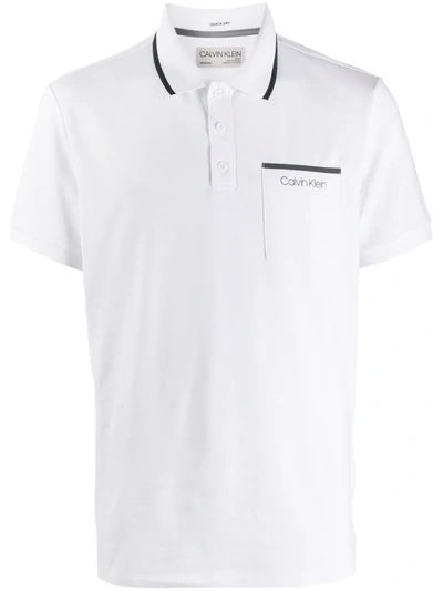 Calvin Klein Logo Short-sleeve Polo Shirt In White