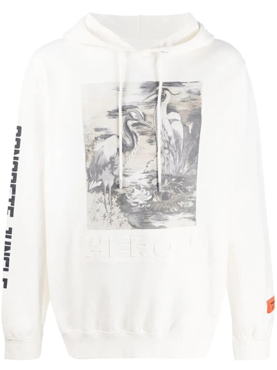 Heron Preston Heron Print Hoodie In White