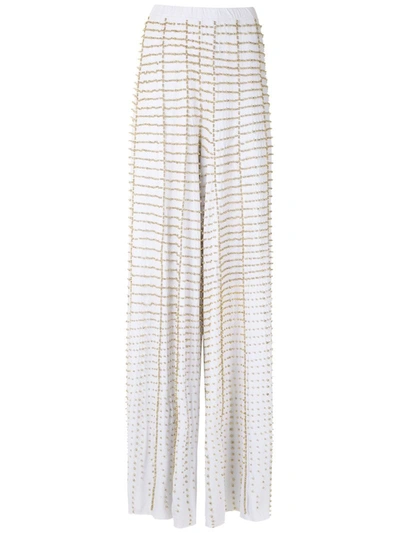 Amir Slama Embroidered Wide Leg Trousers In White