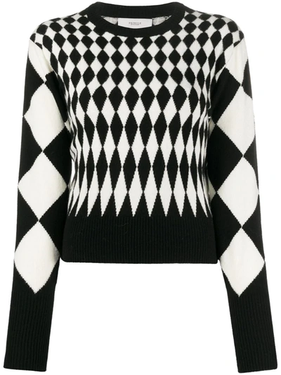 Pringle Of Scotland Diamond Intarsia Jumper In Black