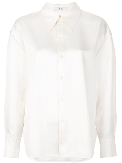 Tibi Celia Origami Sleeve Shirt In White