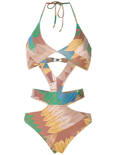 Amir Slama Printed Cut Out Swimsuit In Multicolour