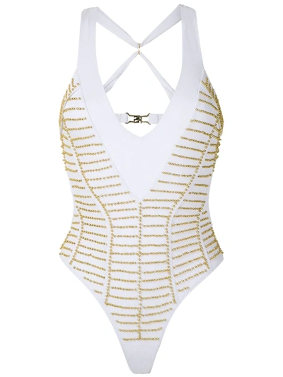 Amir Slama Back Cross Straps Swimsuit In White