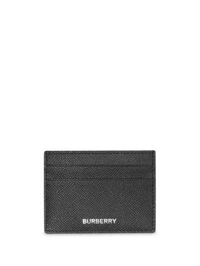 Burberry Sandon Logo Grained-leather Cardholder In Black