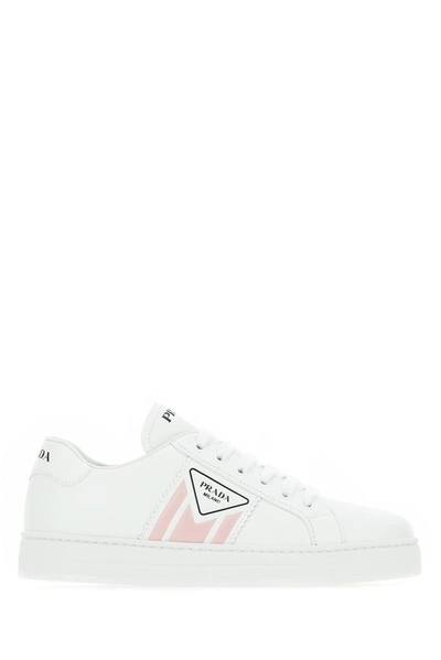 Prada Side Bands Sneakers In White