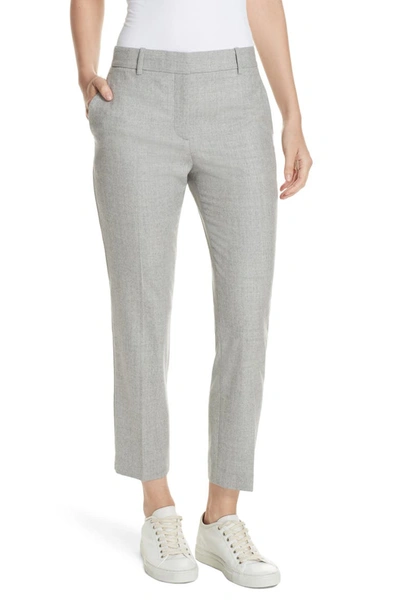 Theory Trecca 2 Straight-leg New Pure Flannel Cropped Pants In Pale Grey