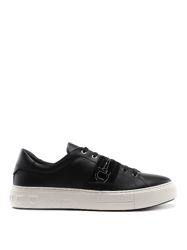 Salvatore Ferragamo Sultan Leather Sneakers In Black | ModeSens