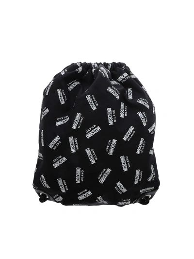 Moschino Milano Printed Backpack In Black