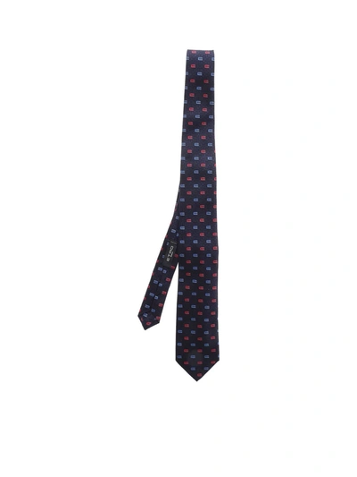 Etro Silk Logo Tie In Blue