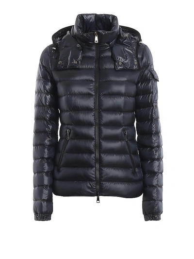 Moncler Bleu Fabric Puffer Jacket In Dark Blue