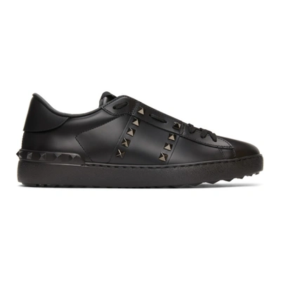 Valentino Garavani Black Rockstud Untitled Low Top Leather Sneakers