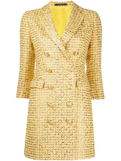 Tagliatore Annabelle Tweed Coat In Yellow
