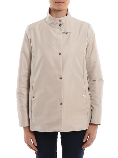 Fay Tech Fabric Hooded Coat In Cream