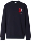 Burberry Logo Embroidery Cotton Jersey Sweatshirt In Dark Blue