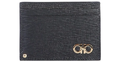 Ferragamo Gancini Card Holder In Nero