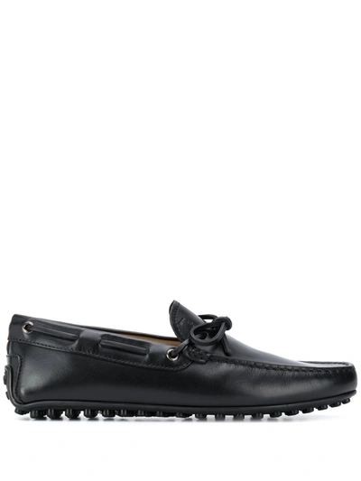 Tod's Gommini Moccasin In Leather With Double T In Nero