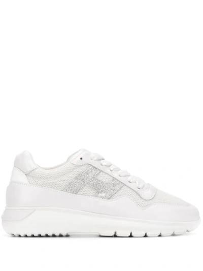 Hogan Trainers Interactive Cube Trainers In Leather And Lurex Network With H Glitter In White