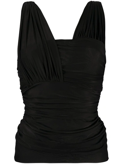 Pinko Label Draped Top In Black