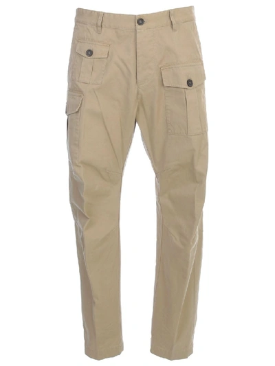 Dsquared2 Pants Cargo Fit Cotton Twill In Neutrals