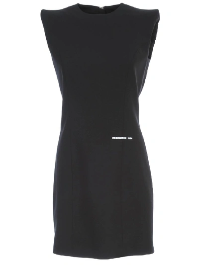 Dsquared2 Dress W/s Arwen Back Zip Stretch Worsted Wool In Black