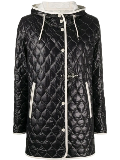 Fay Diamond Pattern Hooded Jacket In Black