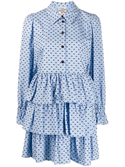 Baum Und Pferdgarten Anya Poplin Mini Dress In Blue