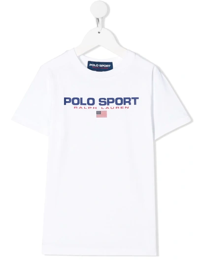 Polo Ralph Lauren Kids' Graphic Logo-print T-shirt In Bianco