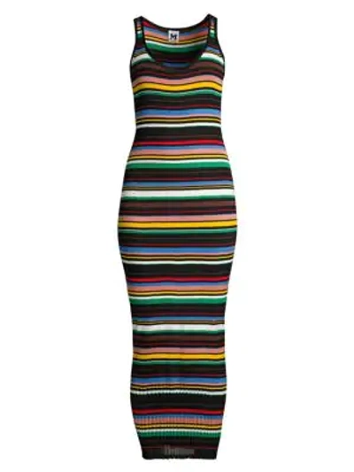 M Missoni Ribbed Knit Dress With Multicolor Striped Pattern