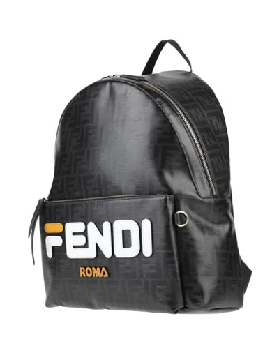 Fendi Canvas Backpack With Printed Logo In Black