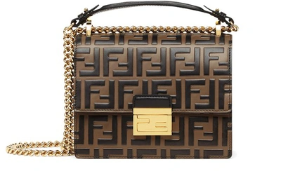 Fendi Kan U Crossbody Leather Bag In Brown