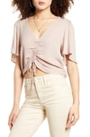 Band Of Gypsies Toulon Ruched Top In Misty Mauve Mima