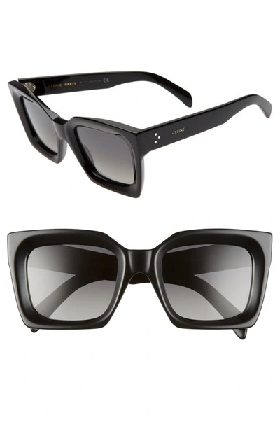 Celine 51mm Polarized Square Sunglasses In Shiny Black