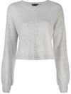 Alice And Olivia Ansley Bishop Sleeve Cashmere Pullover In Light Grey