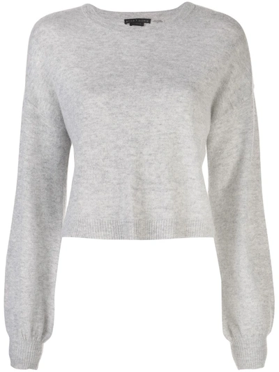 Alice And Olivia Ansley Bishop Sleeve Cashmere Pullover In Light Grey
