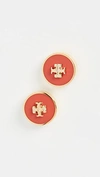 Tory Burch Kira Enamel Circle Stud Earrings In Tory Gold / Poppy Red