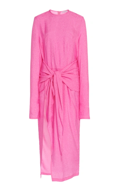 Atoir Paris Tie-front Jacquard Midi Dress In Pink