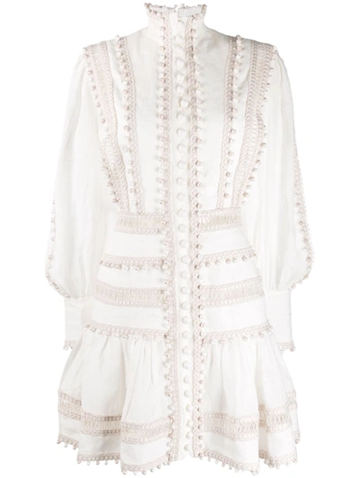 Zimmermann Bauble-embellished Flared Dress In White