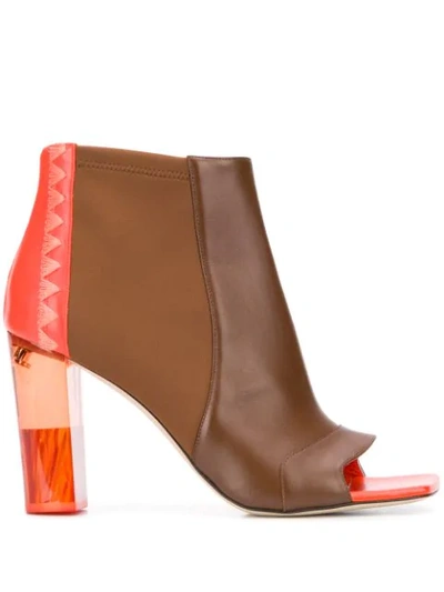 Emilio Pucci 100mm Open-toe Boots In Brown