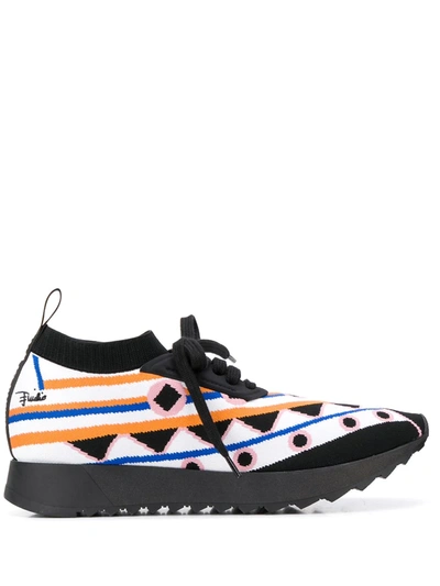 Emilio Pucci Intarsia-knit Low-top Trainers In Black