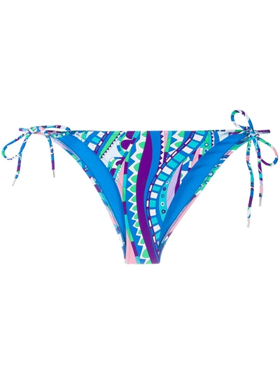 Emilio Pucci Abstract Print Bikini Bottoms In Blue