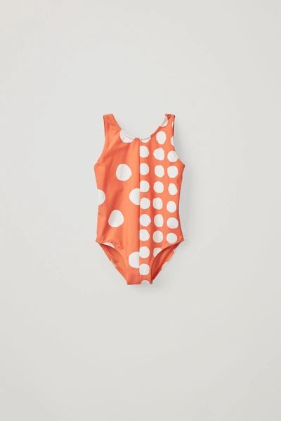 Cos Kids' Dot-printed Swimsuit In Orange