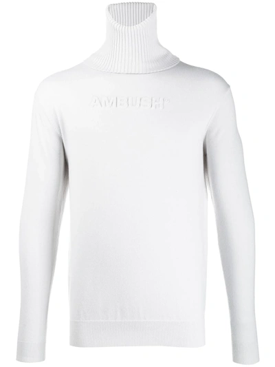 Ambush Logo Embossed Wool Blend Knit Sweater In Neutrals