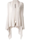 Rick Owens Asymmetrical Hem Cardigan In Neutrals