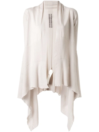 Rick Owens Asymmetrical Hem Cardigan In Neutrals