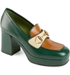 Gucci Houdan 85mm Leather Loafer Pumps In Green/ Orange/ White